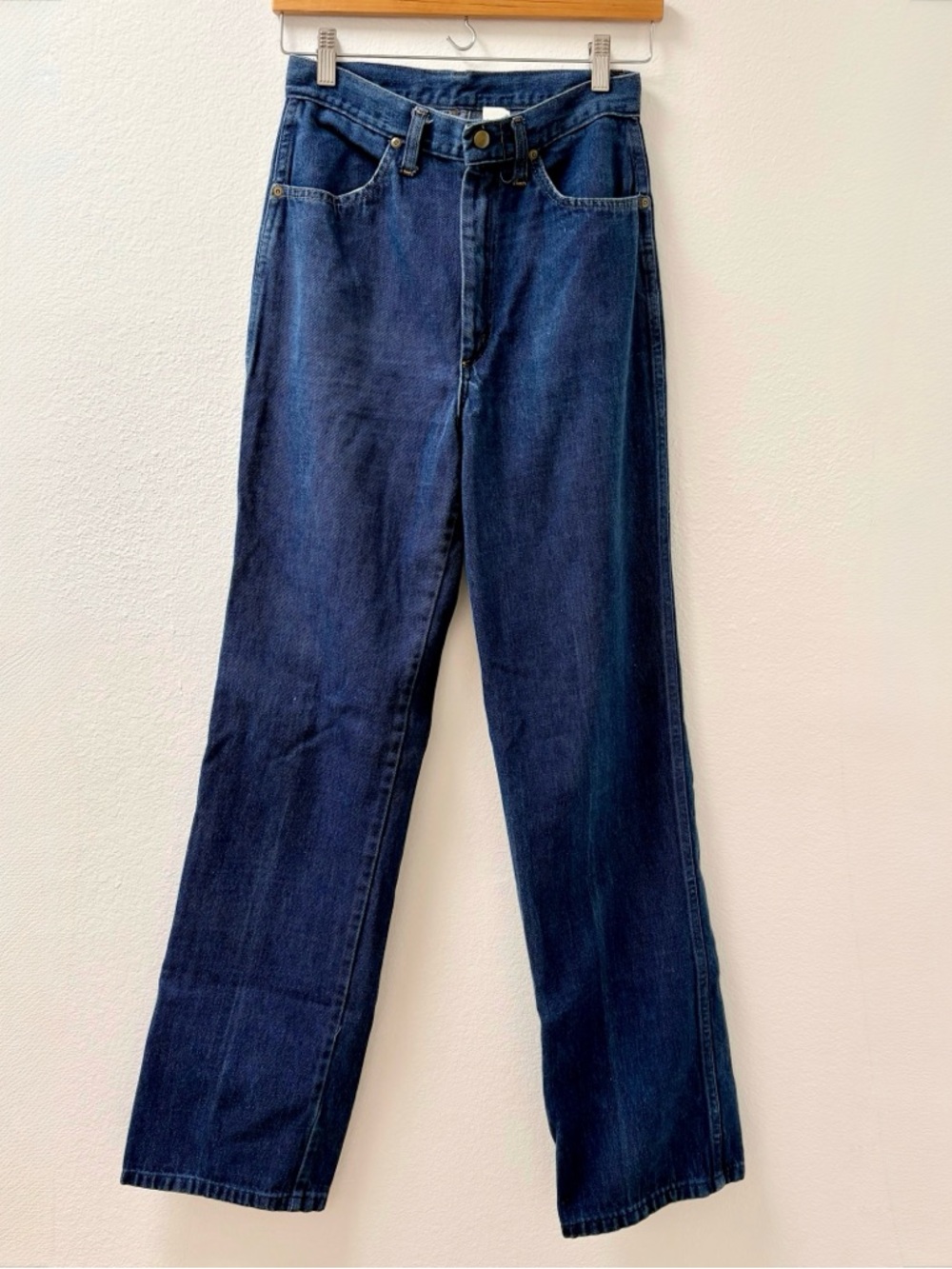Vintage High-Rise Straight Leg Dark Blue Cotton Jeans